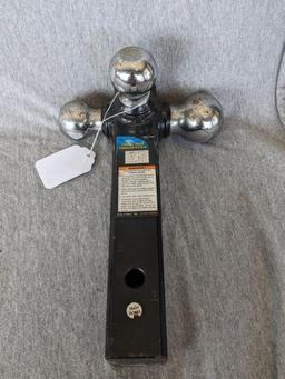 Haul Master triple ball trailer hitch fits a 2" receiver. Set up with 1-7/8", 2", and 2-5/16" hitch
