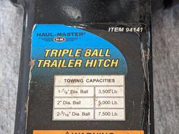 Haul Master triple ball trailer hitch fits a 2" receiver. Set up with 1-7/8", 2", and 2-5/16" hitch