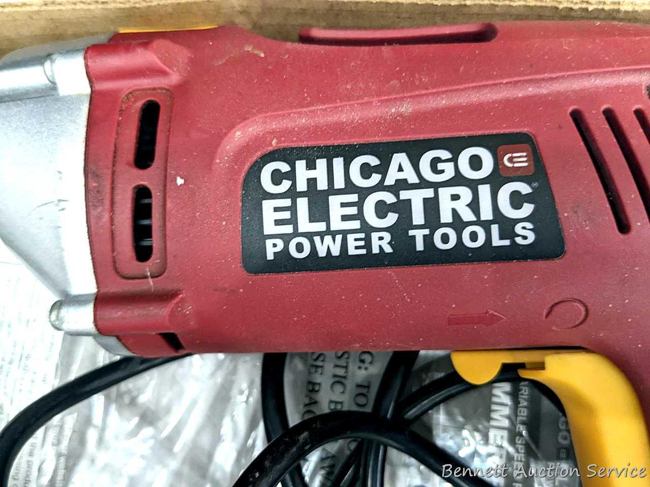 Chicago Electric 1/2" VSR hammer drill with handle and manual. Runs and is in good condition. Comes