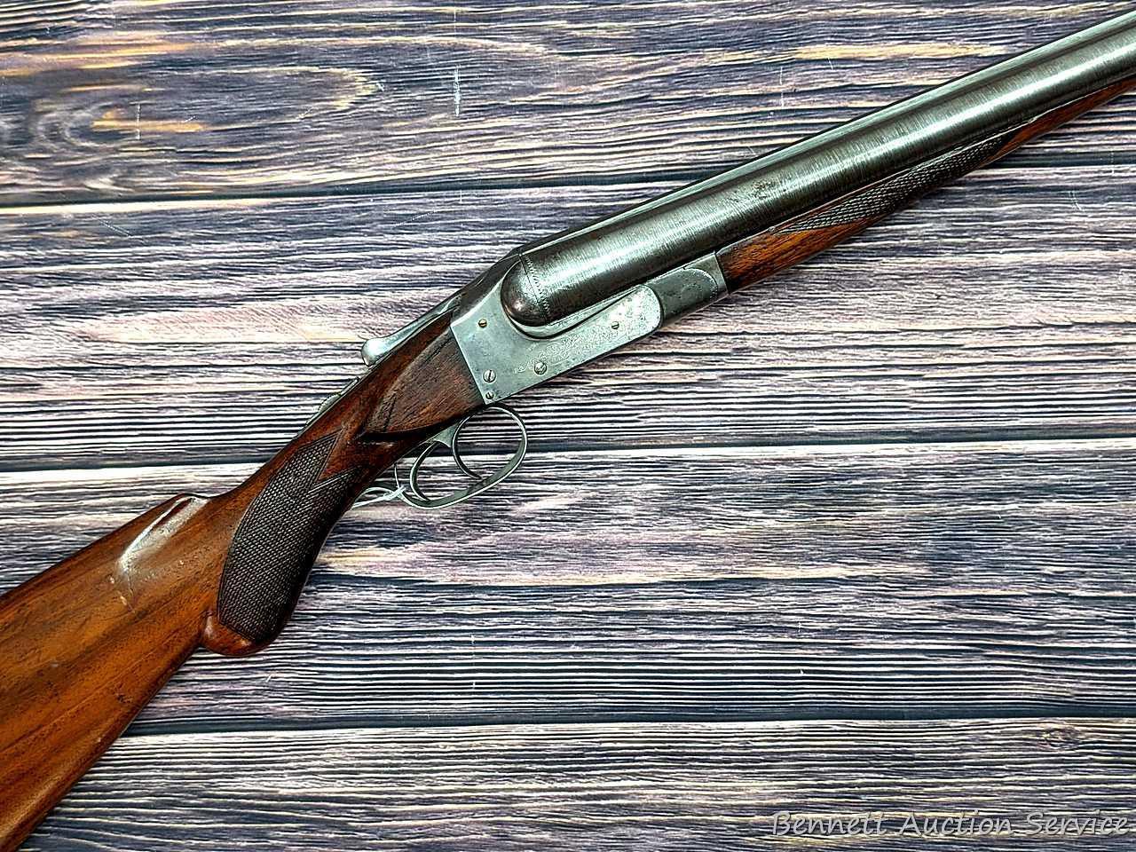 Ithaca "Crass" hammerless double barrel side by side 12 gauge shotgun with Damascus barrels and