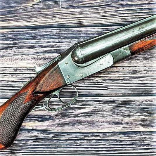 Ithaca "Crass" hammerless double barrel side by side 12 gauge shotgun with Damascus barrels and