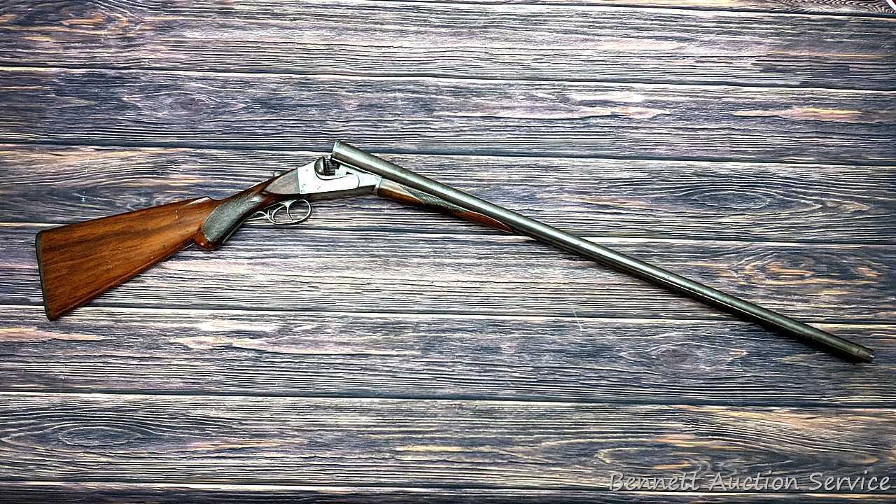 Ithaca "Crass" hammerless double barrel side by side 12 gauge shotgun with Damascus barrels and