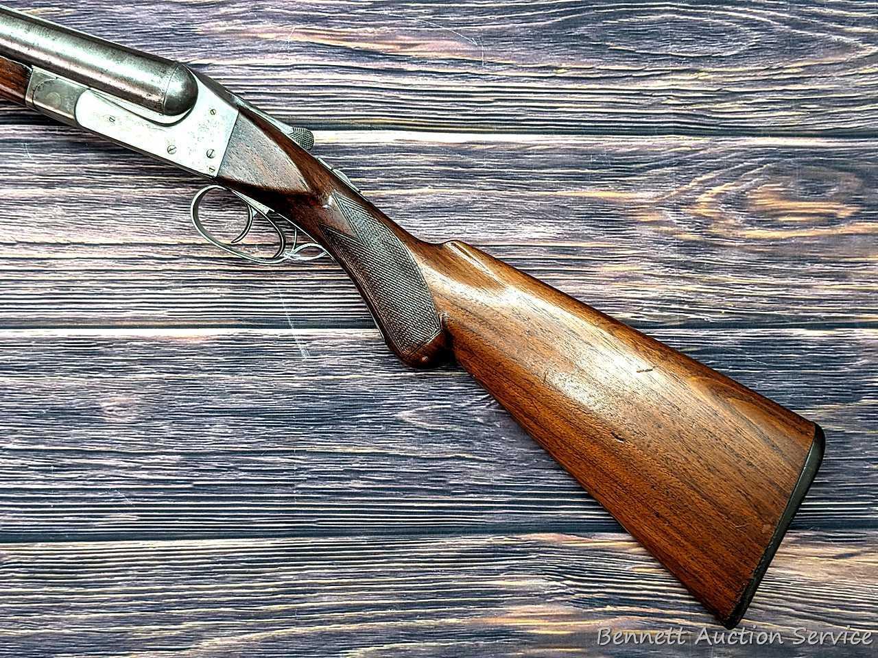 Ithaca "Crass" hammerless double barrel side by side 12 gauge shotgun with Damascus barrels and