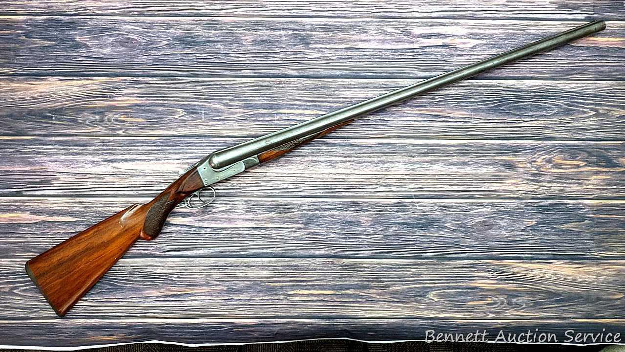 Ithaca "Crass" hammerless double barrel side by side 12 gauge shotgun with Damascus barrels and