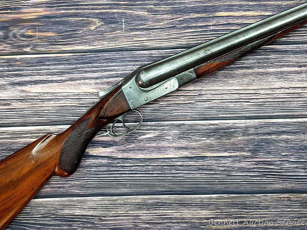 Ithaca "Crass" hammerless double barrel side by side 12 gauge shotgun with Damascus barrels and