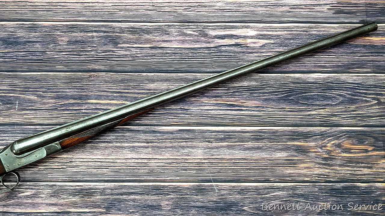 Ithaca "Crass" hammerless double barrel side by side 12 gauge shotgun with Damascus barrels and