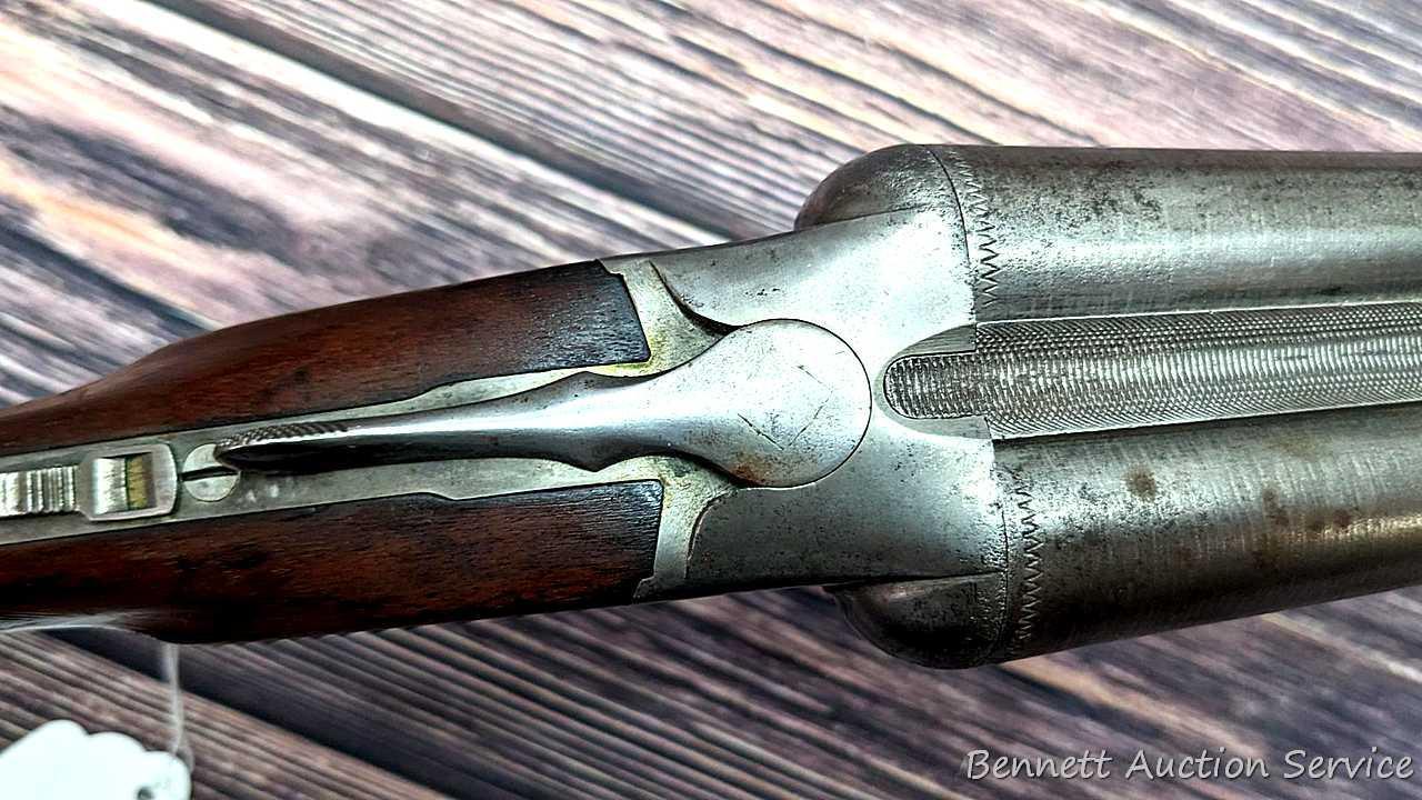 Ithaca "Crass" hammerless double barrel side by side 12 gauge shotgun with Damascus barrels and