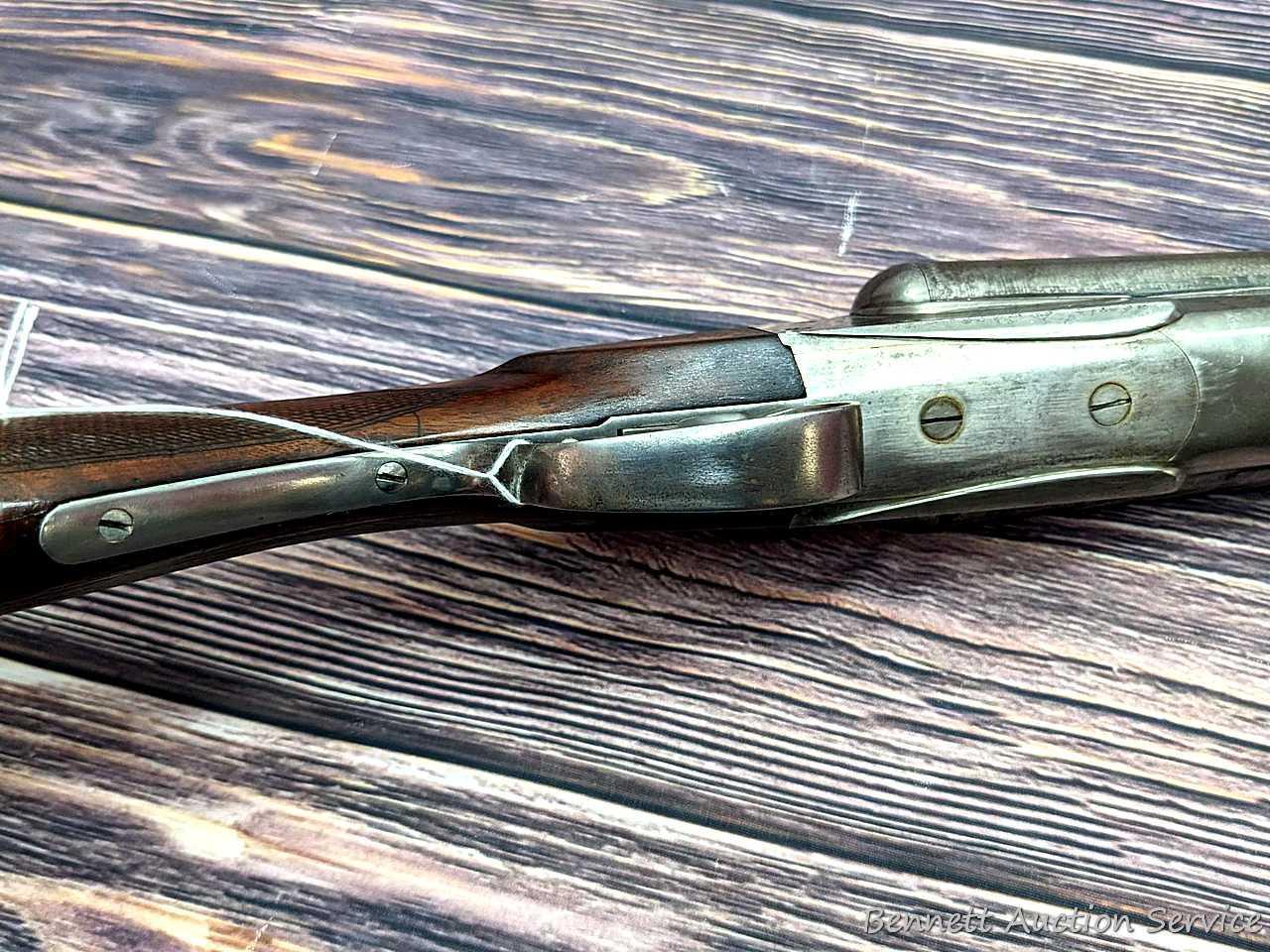 Ithaca "Crass" hammerless double barrel side by side 12 gauge shotgun with Damascus barrels and