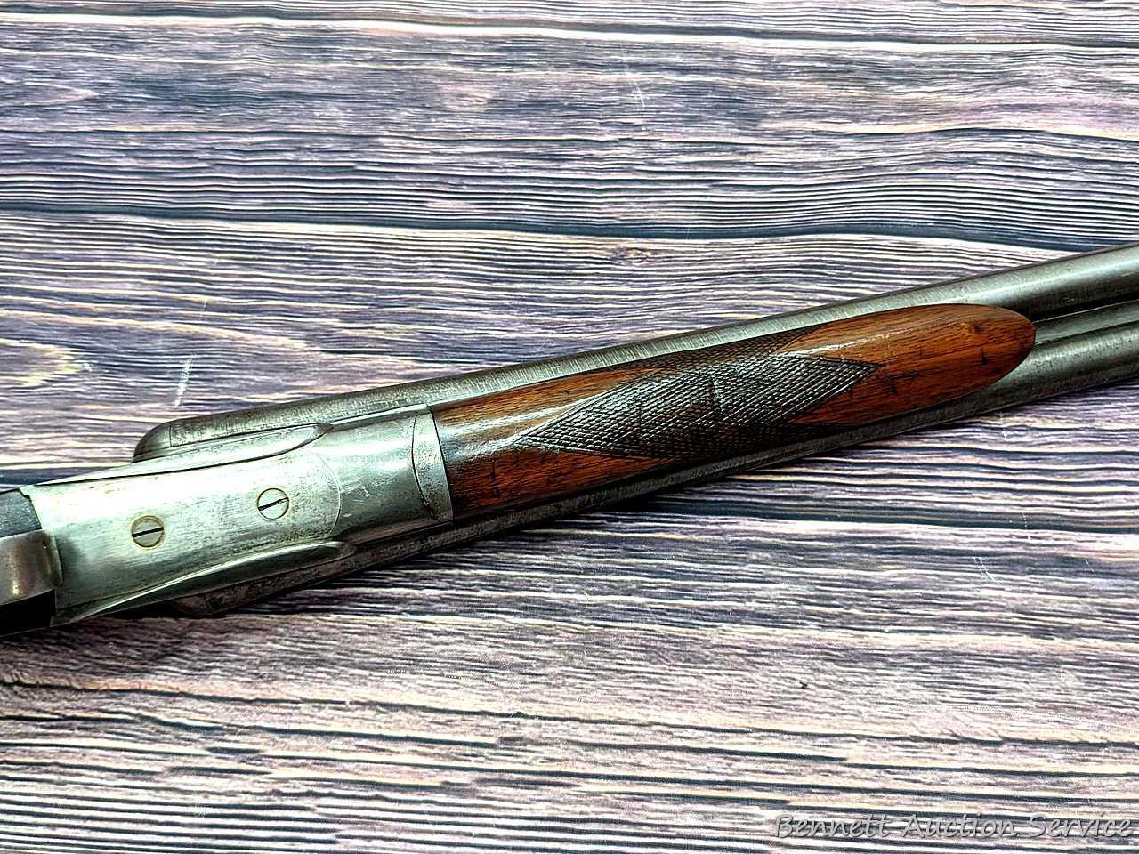 Ithaca "Crass" hammerless double barrel side by side 12 gauge shotgun with Damascus barrels and