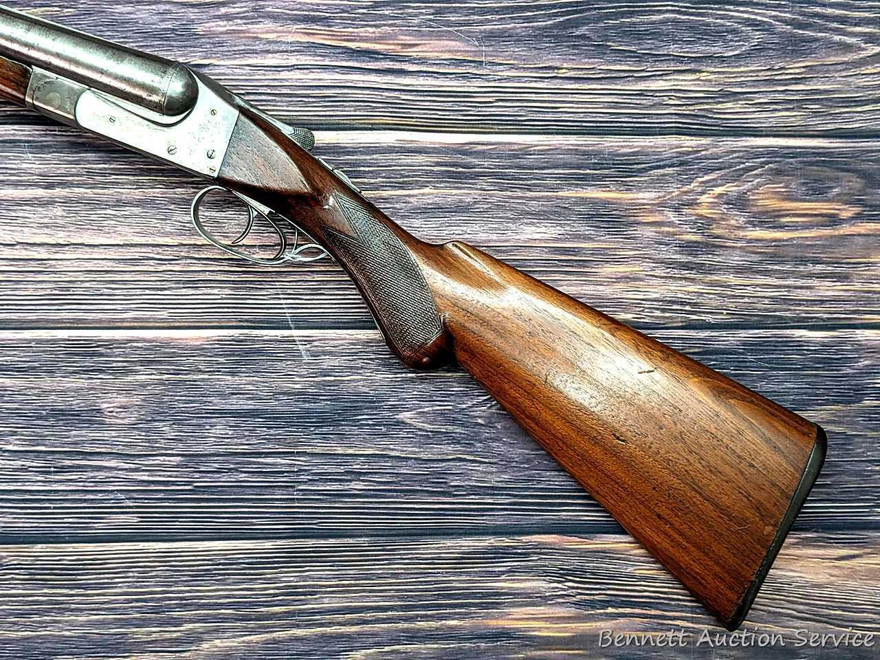 Ithaca "Crass" hammerless double barrel side by side 12 gauge shotgun with Damascus barrels and