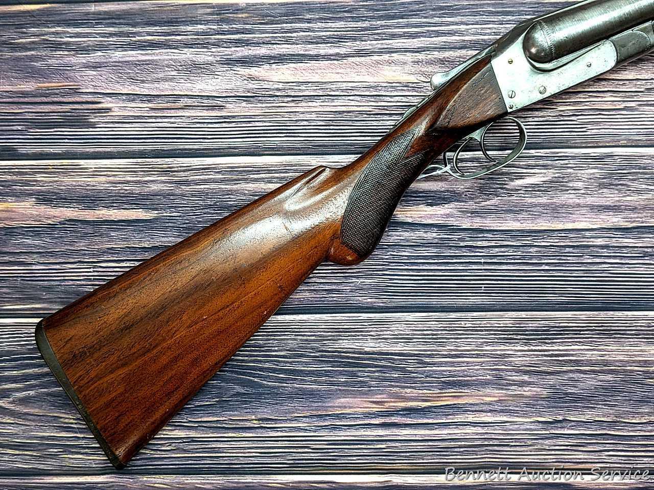 Ithaca "Crass" hammerless double barrel side by side 12 gauge shotgun with Damascus barrels and