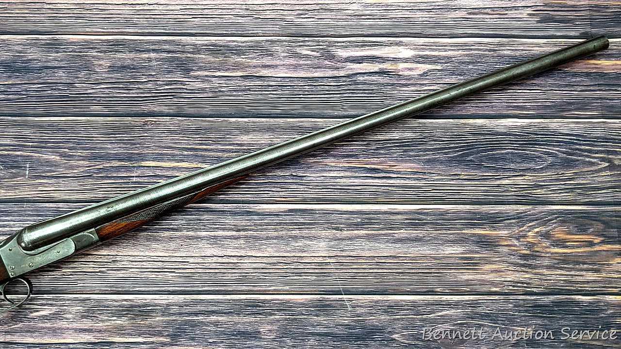 Ithaca "Crass" hammerless double barrel side by side 12 gauge shotgun with Damascus barrels and
