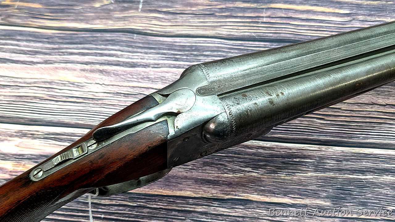Ithaca "Crass" hammerless double barrel side by side 12 gauge shotgun with Damascus barrels and
