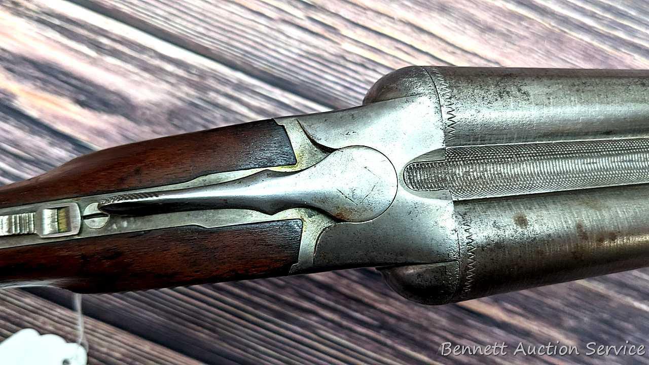 Ithaca "Crass" hammerless double barrel side by side 12 gauge shotgun with Damascus barrels and