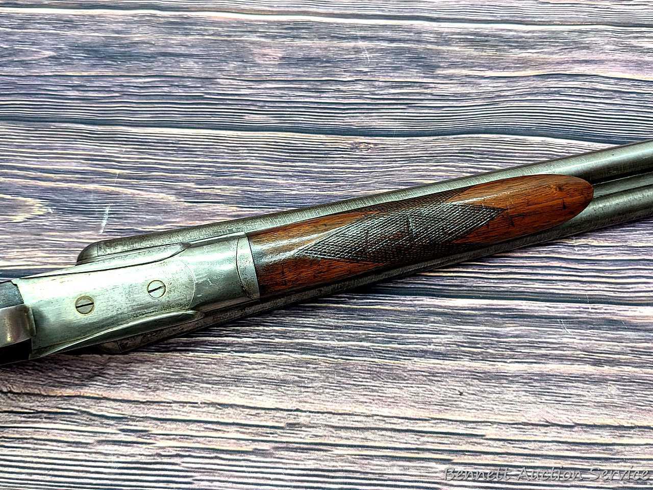 Ithaca "Crass" hammerless double barrel side by side 12 gauge shotgun with Damascus barrels and