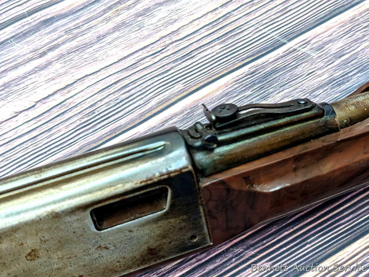 Remington Nylon 76 lever action .22 rifle. The 19-1/2" barrel has a mirror bore with sharp rifling.