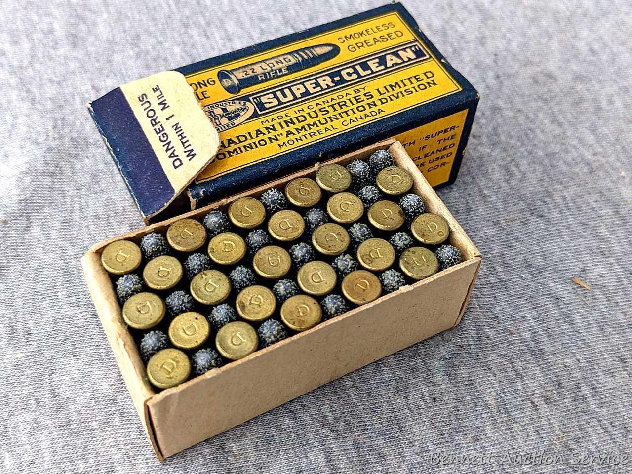 50 rounds of Dominion Ammunition Division .22 ammunition by Canadian Industries. The Super-Clean