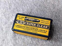 50 rounds of Dominion Ammunition Division .22 ammunition by Canadian Industries. The Super-Clean