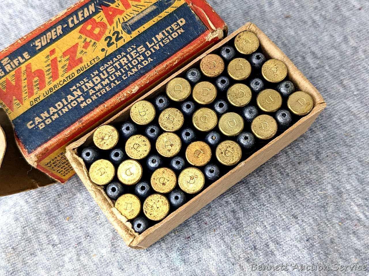 50 rounds of Whiz-Bang Super-Clean .22 ammunition with mushroom tip bullets and made by Canadian