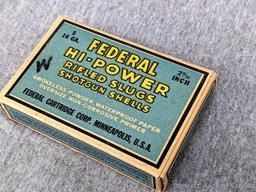 5 rounds of Federal 12 gauge rifled slugs in a neat old box.