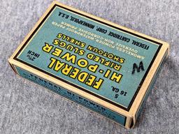 5 rounds of Federal 12 gauge rifled slugs in a neat old box.