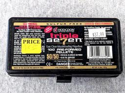 24 rounds of 12 gauge shotshells, a half full box of Hodgdon Triple seven pre formed powder pellets