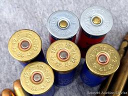 Miscellaneous ammunition incl. .30 US or .30 gov with a paper bullet, .45 auto, 12 gauge shotshells,
