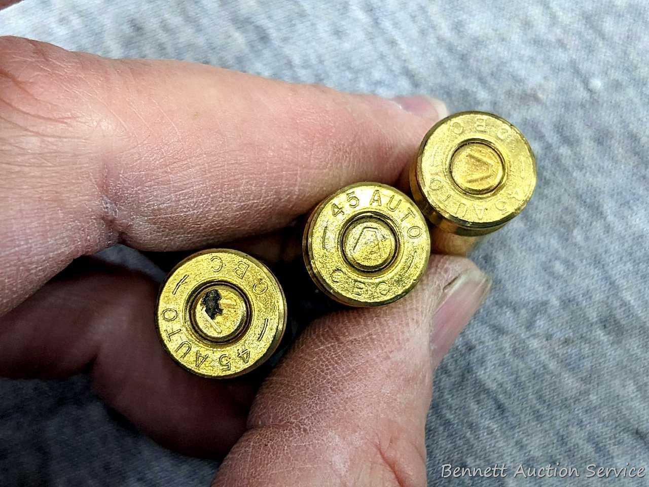 Miscellaneous ammunition incl. .30 US or .30 gov with a paper bullet, .45 auto, 12 gauge shotshells,