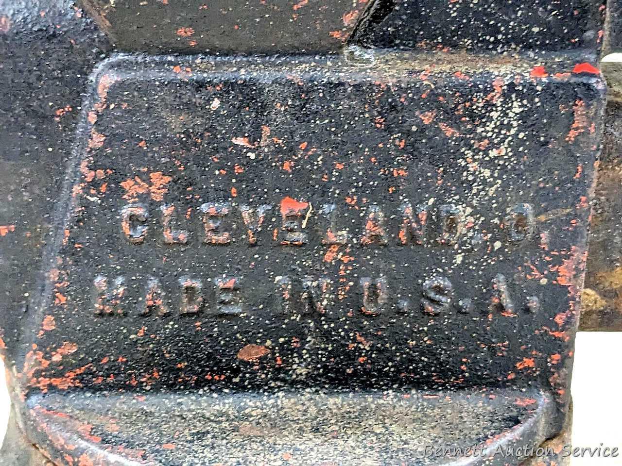 Columbian 4" swiveling bench vice. The vise in in pretty good condition with worn jaws, overall nice