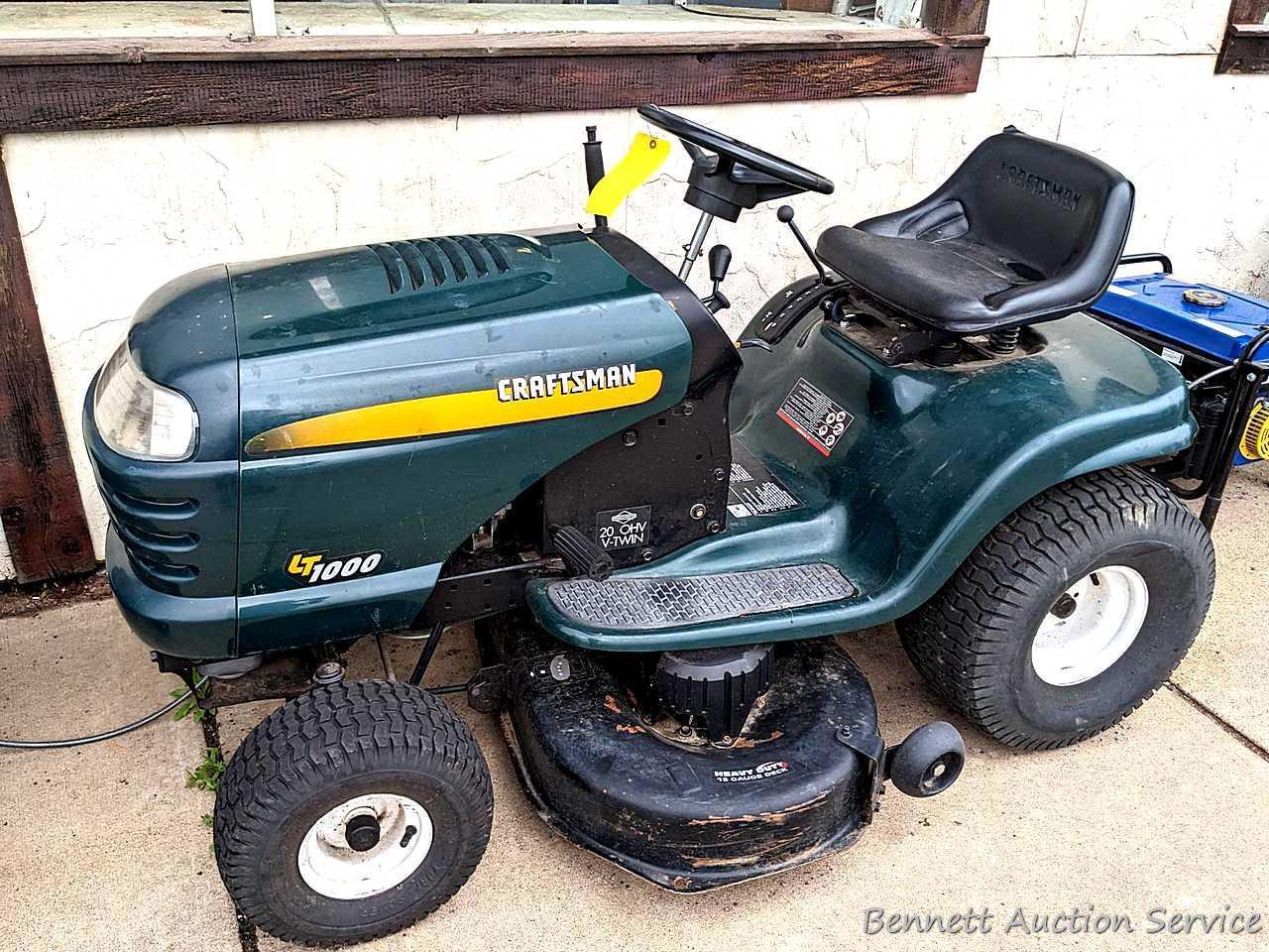 Craftsman LT1000 riding lawn mower has a 20 hp Briggs & Stratton OHV engine. Mower currently doesn't