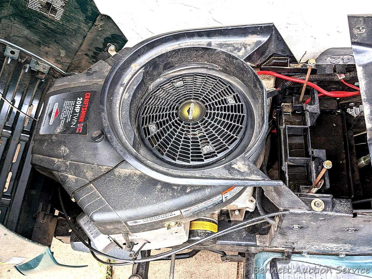 Craftsman LT1000 riding lawn mower has a 20 hp Briggs & Stratton OHV engine. Mower currently doesn't