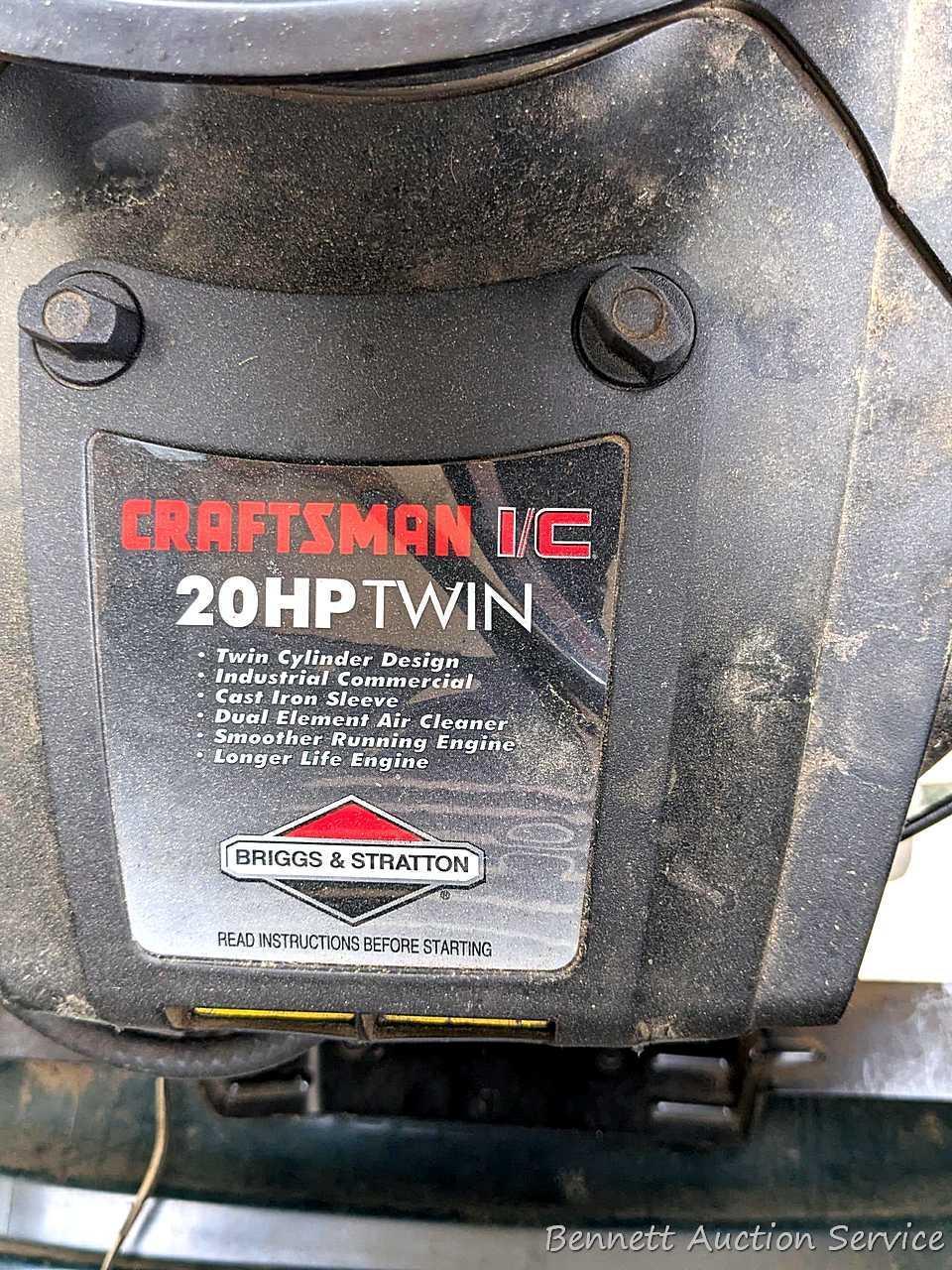 Craftsman LT1000 riding lawn mower has a 20 hp Briggs & Stratton OHV engine. Mower currently doesn't