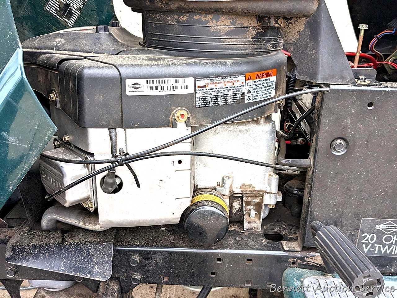 Craftsman LT1000 riding lawn mower has a 20 hp Briggs & Stratton OHV engine. Mower currently doesn't