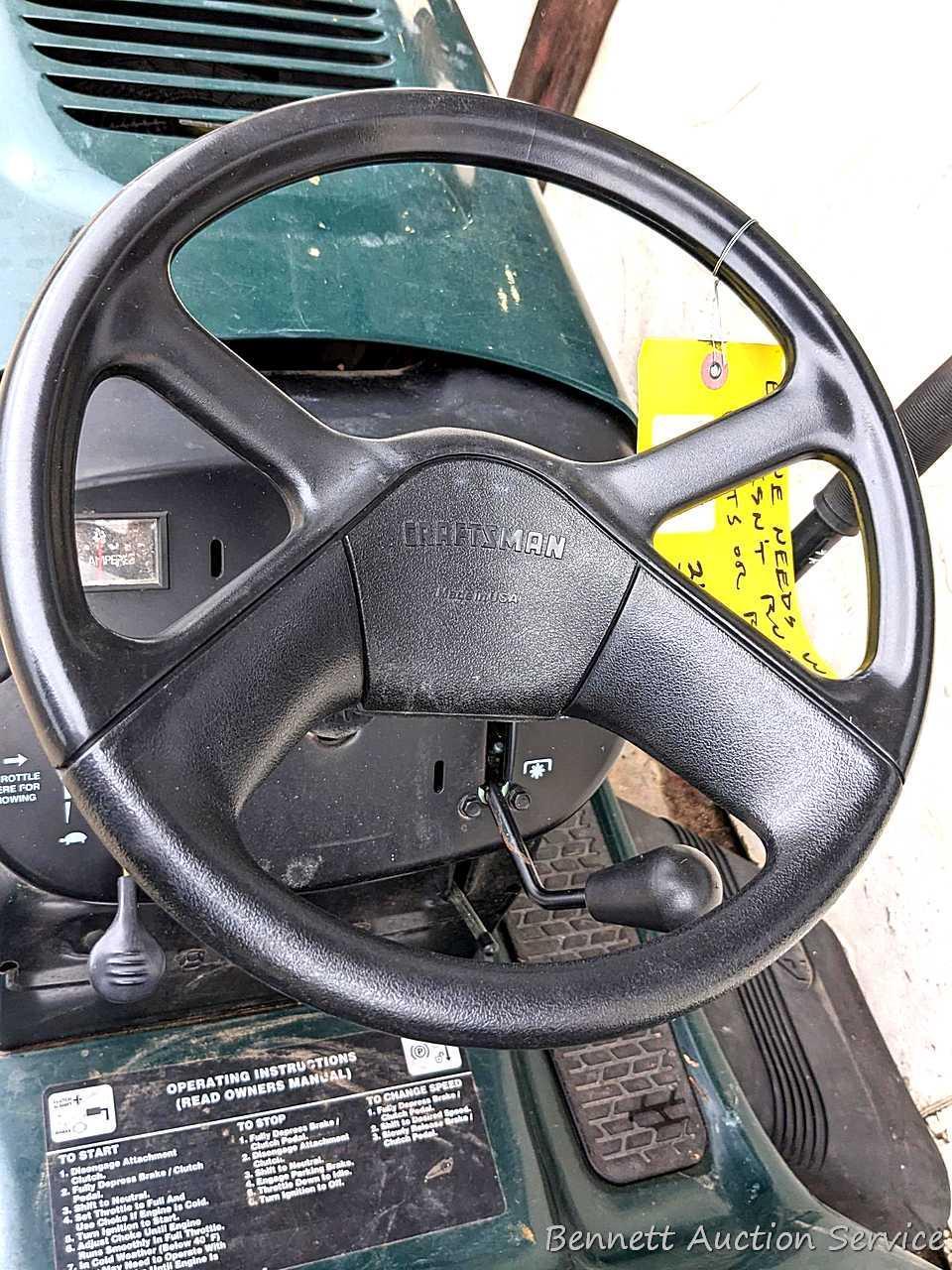 Craftsman LT1000 riding lawn mower has a 20 hp Briggs & Stratton OHV engine. Mower currently doesn't