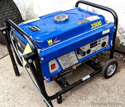 Wen 3500 generator outputs 240 and 120 volt power. Has a 6.5 hp engine that runs nicely. Measures