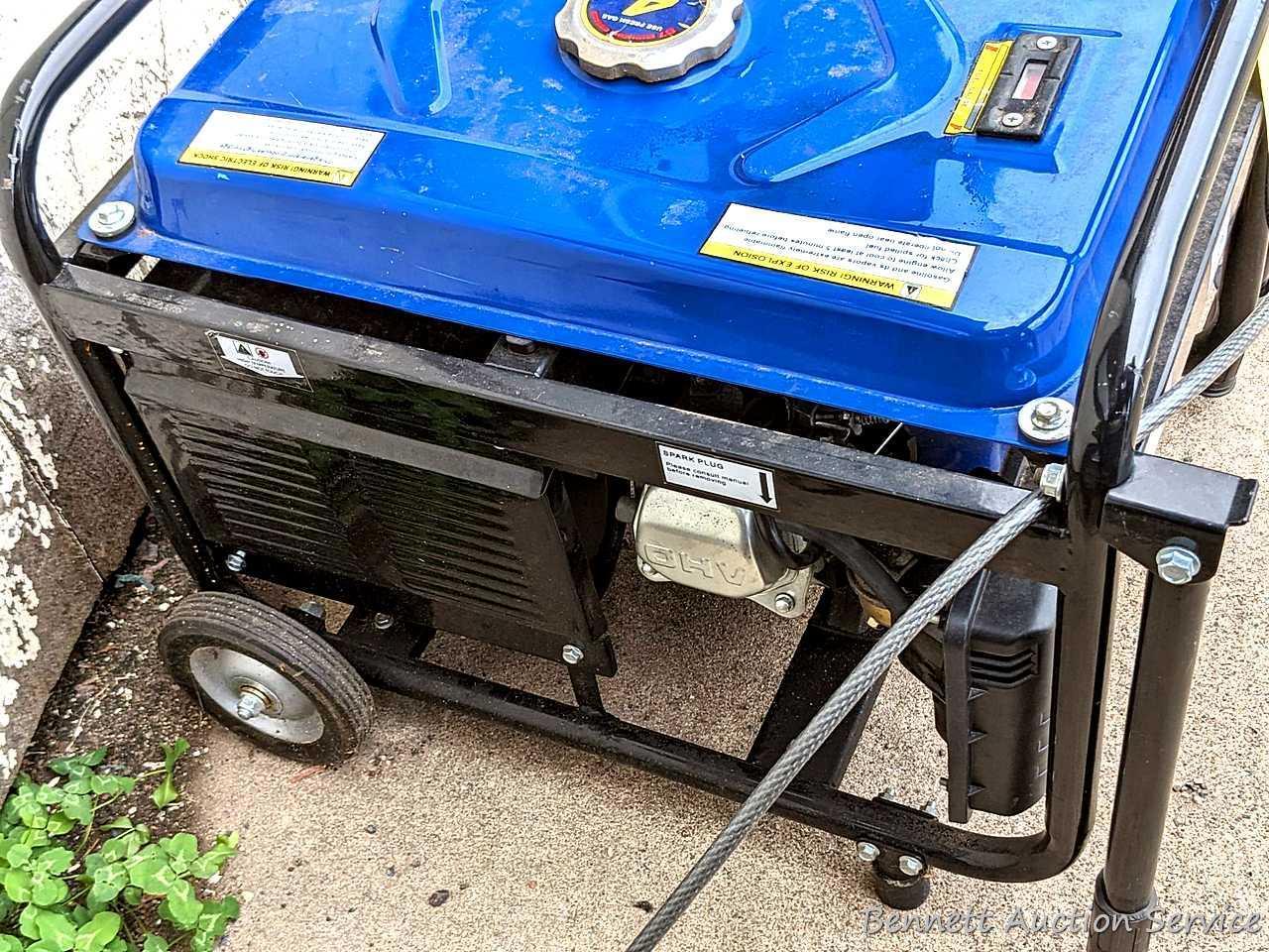 Wen 3500 generator outputs 240 and 120 volt power. Has a 6.5 hp engine that runs nicely. Measures