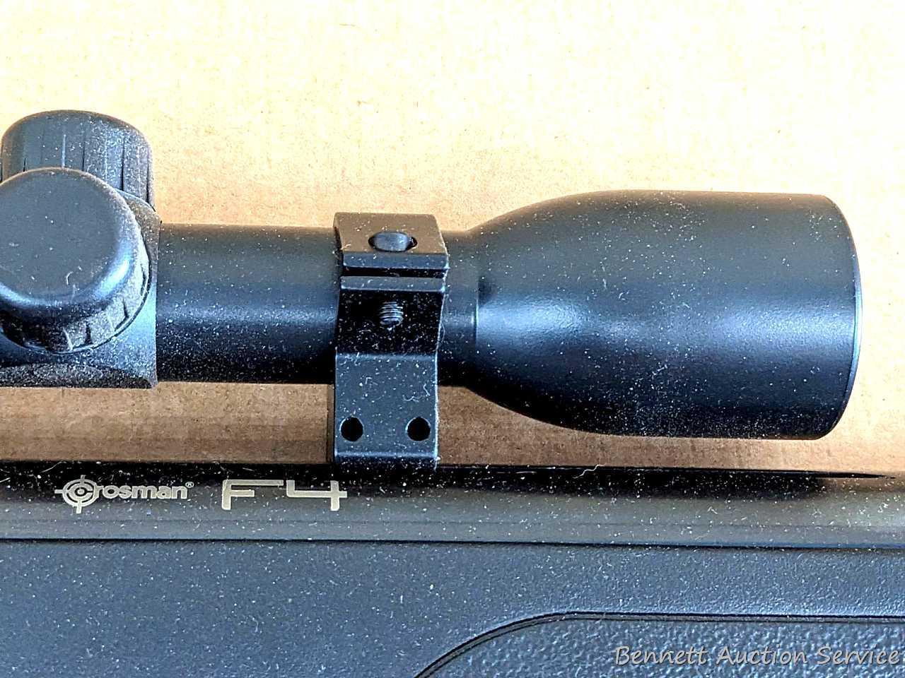 Crosman F4 .177 pellet rifle with a Center Point 4 x 32 scope. The rifle is in very good condition,
