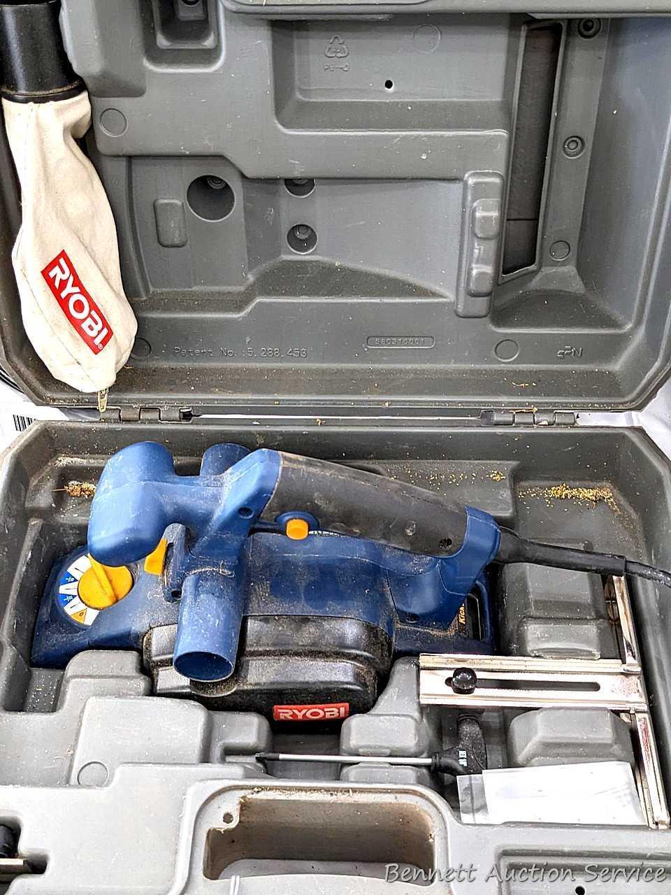 Ryobi 3-1/4" hand planer is model HPL51. The planer runs smoothly and comes with a bunch of