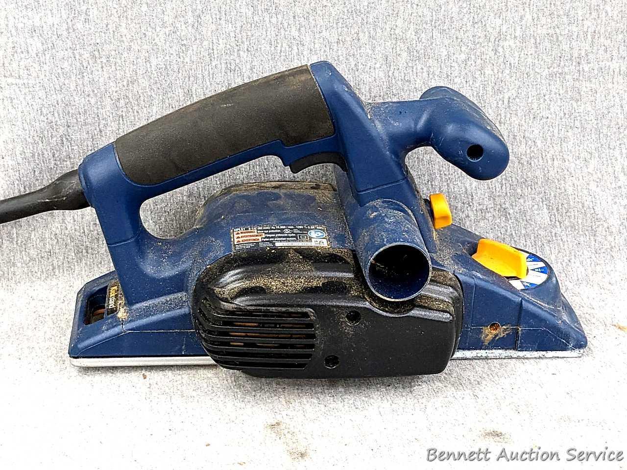 Ryobi 3-1/4" hand planer is model HPL51. The planer runs smoothly and comes with a bunch of