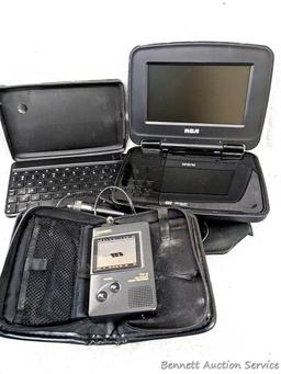 RCA Portable DVD player, ZAGG tablet keyboard case, Casio TV-5 LCD Pocket Color Television and 11"