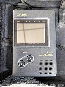 RCA Portable DVD player, ZAGG tablet keyboard case, Casio TV-5 LCD Pocket Color Television and 11"