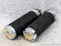 Pair of Harley Davidson Motorcycles handlebar grips read on the ends 'Live to Ride, Ride to Live'.