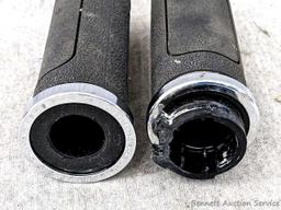 Pair of Harley Davidson Motorcycles handlebar grips read on the ends 'Live to Ride, Ride to Live'.