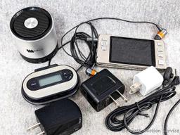 Latte Ice mp3 Player 8GB: Built-in FM Transmitter; Belkin FM Transmitter, and WECC wireless speaker.