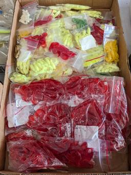 17-1/2" x 11" box of soft plastic tackle in bags.