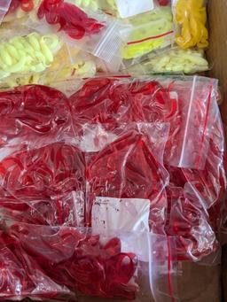 17-1/2" x 11" box of soft plastic tackle in bags.