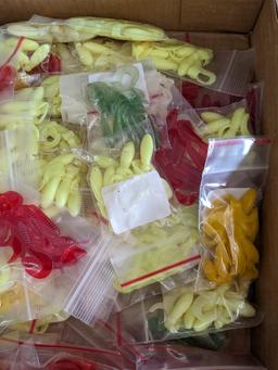 17-1/2" x 11" box of soft plastic tackle in bags.