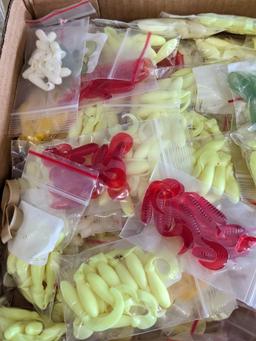 17-1/2" x 11" box of soft plastic tackle in bags.