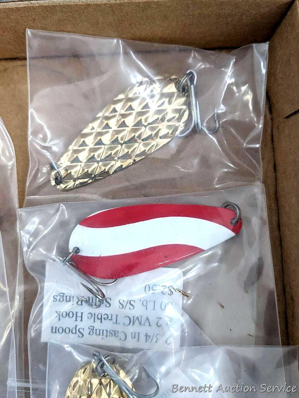 Strike King fishing lure, plus some spoons nearly 3" long and a weedless jig.