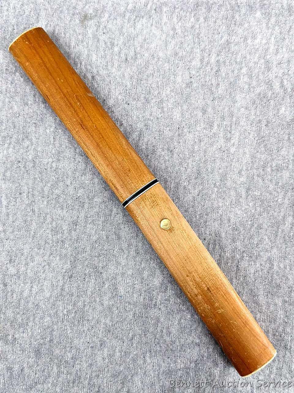 Sheathed floating fish knife in wooden sheath with stainless blade; Folding Fish Knife measures